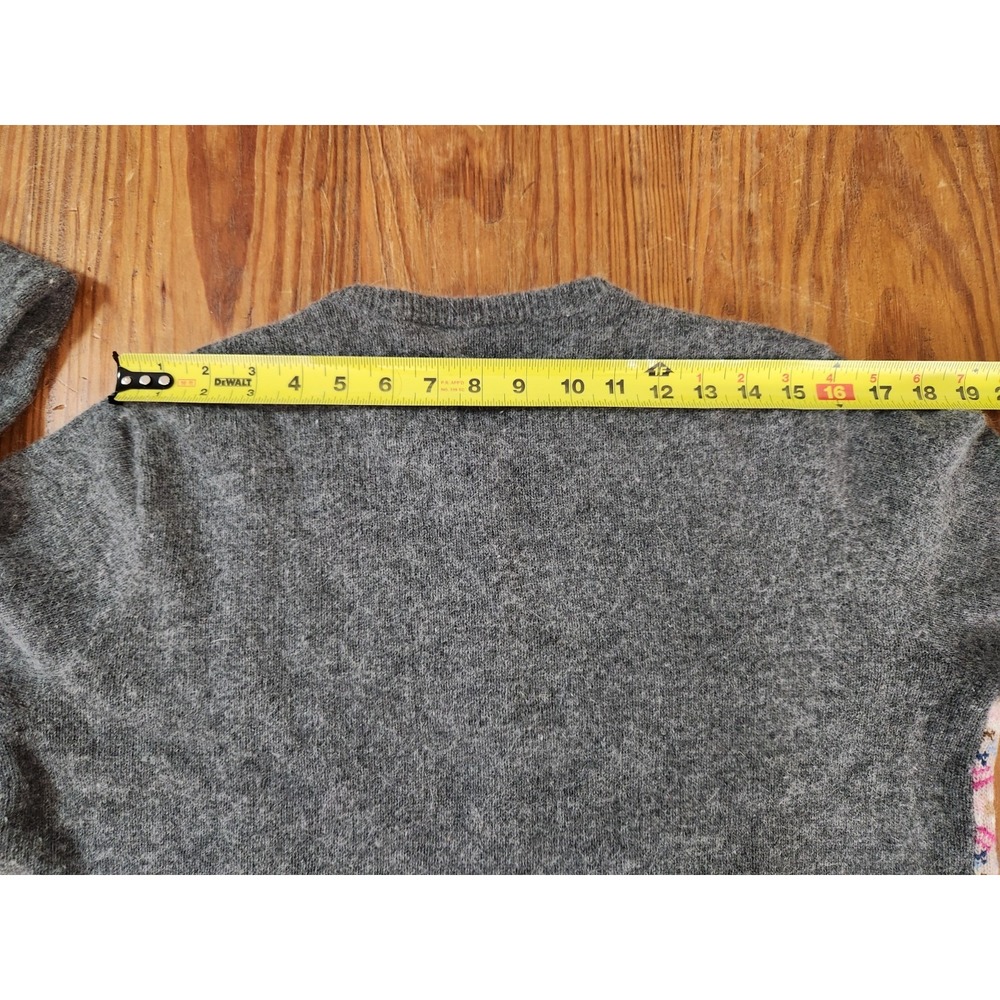 Liz Claiborne Sport Patchwork Cardigan Sweater Gray Wool Rabbit Hair Angora Med - Picture 9 of 11